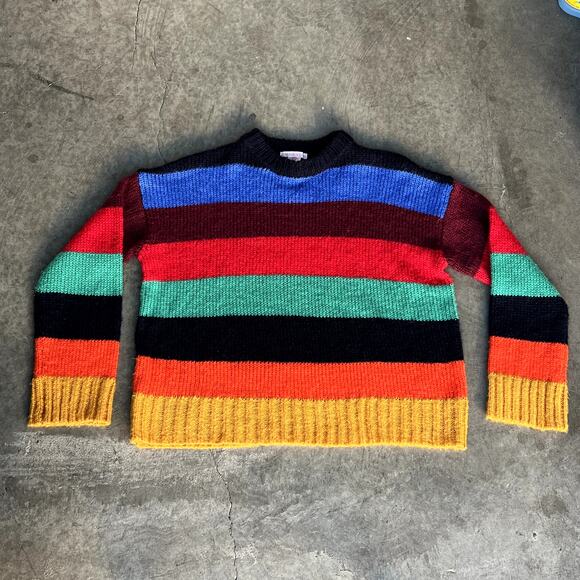Urban Outfitter Bobby Boyfriend Rainbowcore kidcore striped Sweater Y2K Sz S - Picture 5 of 7